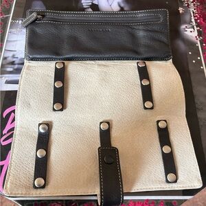 Levenger Leather and Canvas Jewelry Organizer in Black and Cream